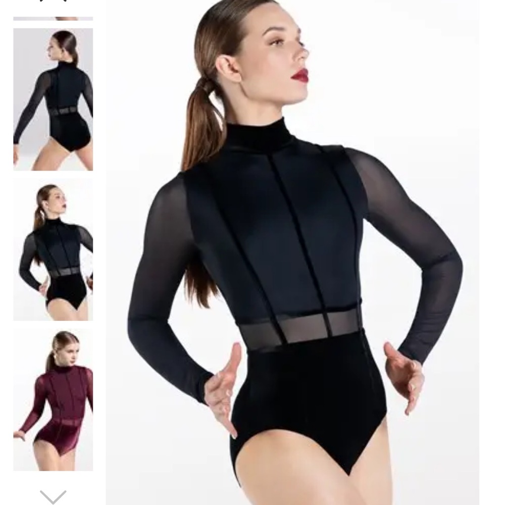 Black Velvet Leotards & Red Wide Leg Suit Pants Dance Costume Separates
